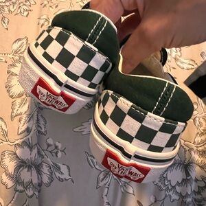 Vans classic checkerboard slip-ons kids size 1 forest green